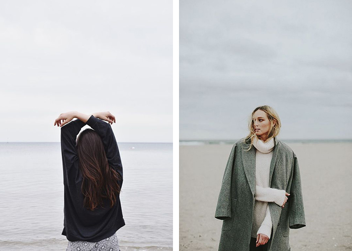 عکس دختر کنار دریا با مانتو