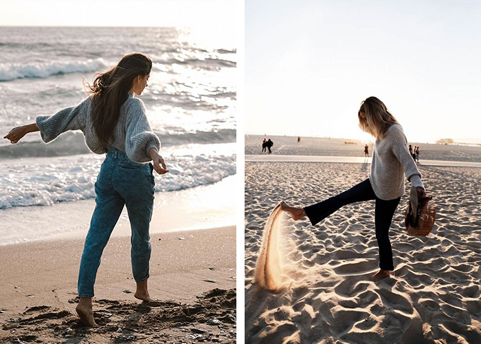 عکس دختر کنار دریا با مانتو