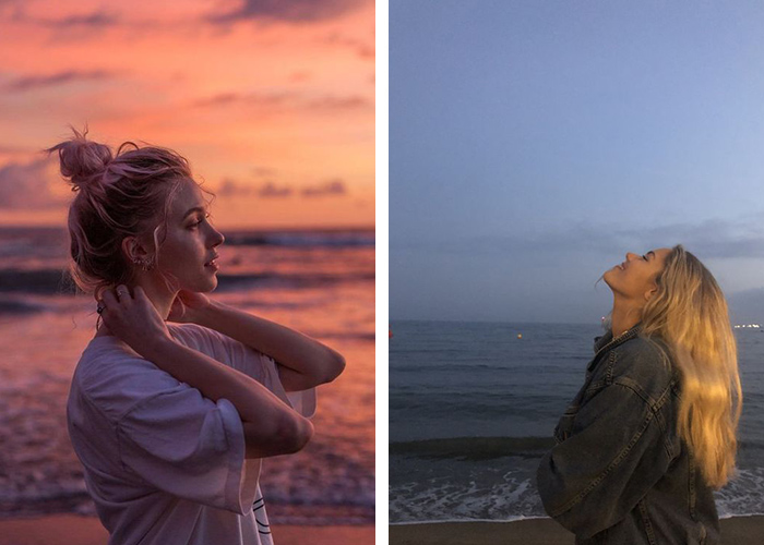 عکس دختر کنار دریا با مانتو