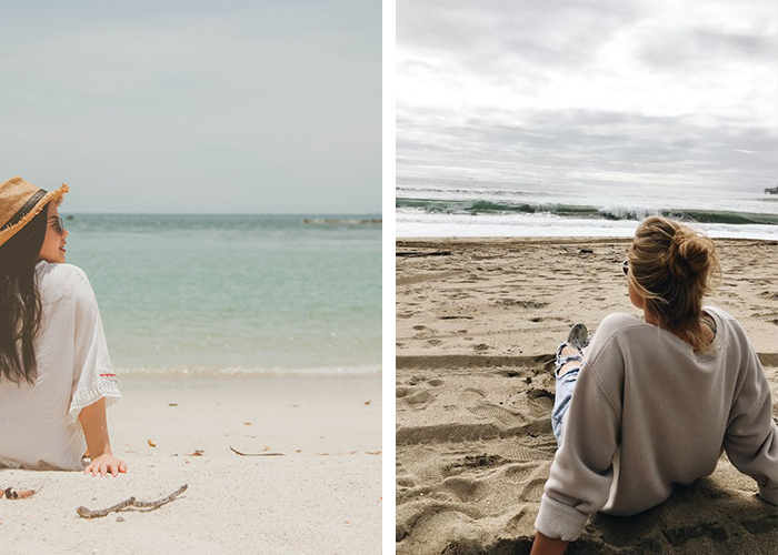 عکس دختر کنار دریا با مانتو