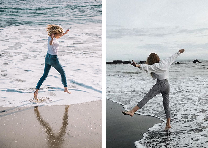 عکس دختر کنار دریا با مانتو