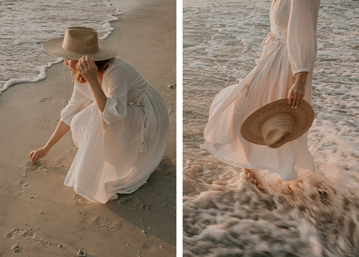 عکس دختر کنار دریا با مانتو