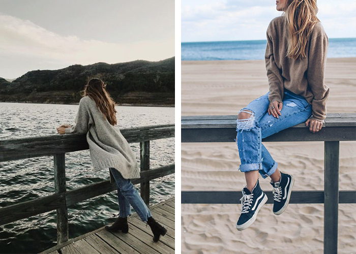 عکس دختر کنار دریا با مانتو