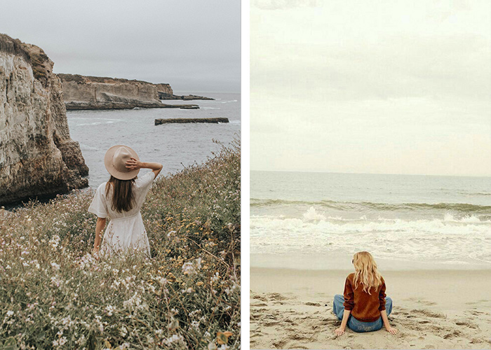 عکس دختر کنار دریا با مانتو