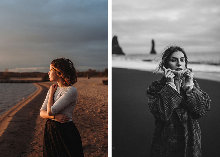 عکس دختر کنار دریا با مانتو