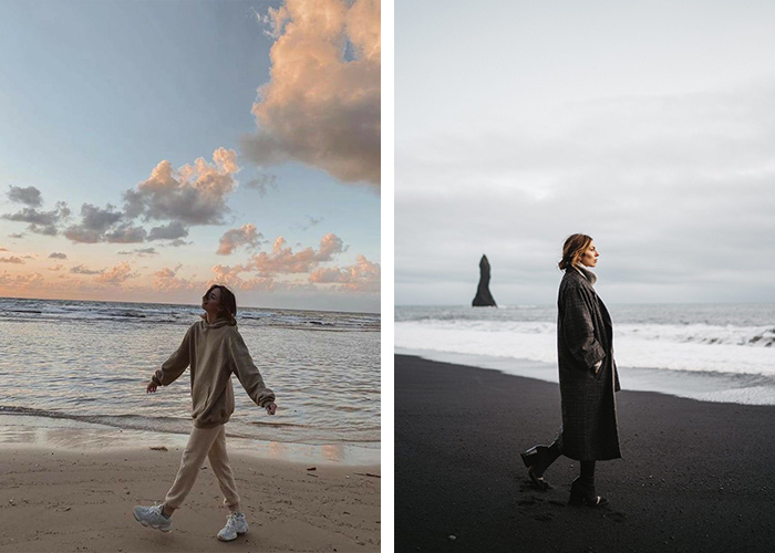 عکس دختر کنار دریا با مانتو