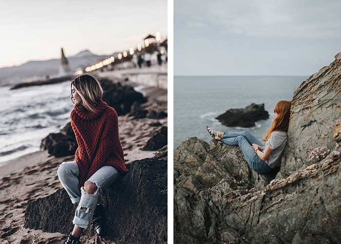 عکس دختر کنار دریا با مانتو