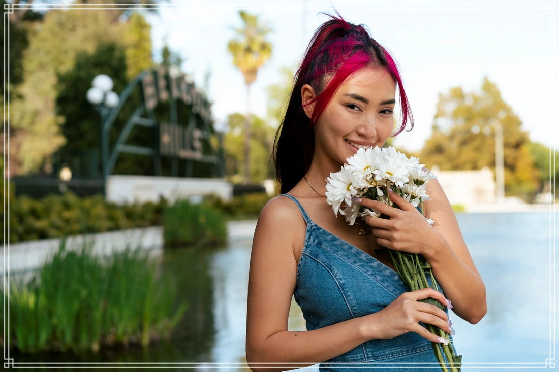 ایده عکس با دسته گل