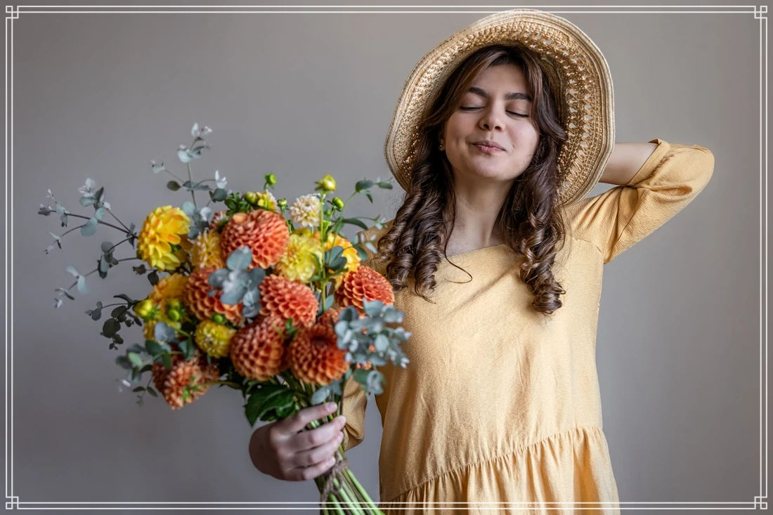 ژست عکاسی با گل و دسته گل