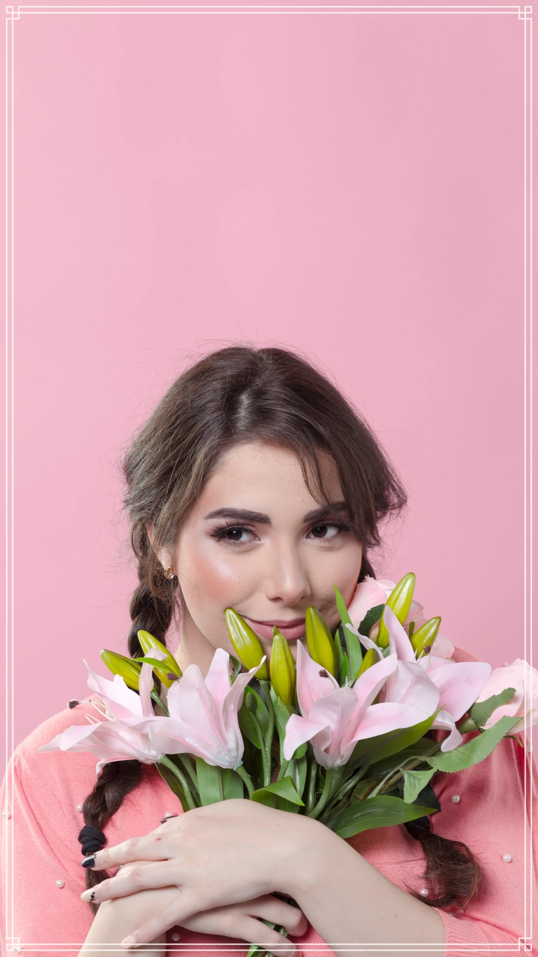ژست عکاسی با گل و دسته گل