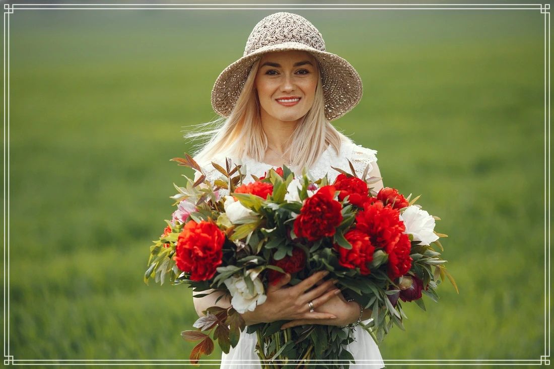ژست عکاسی با گل و دسته گل