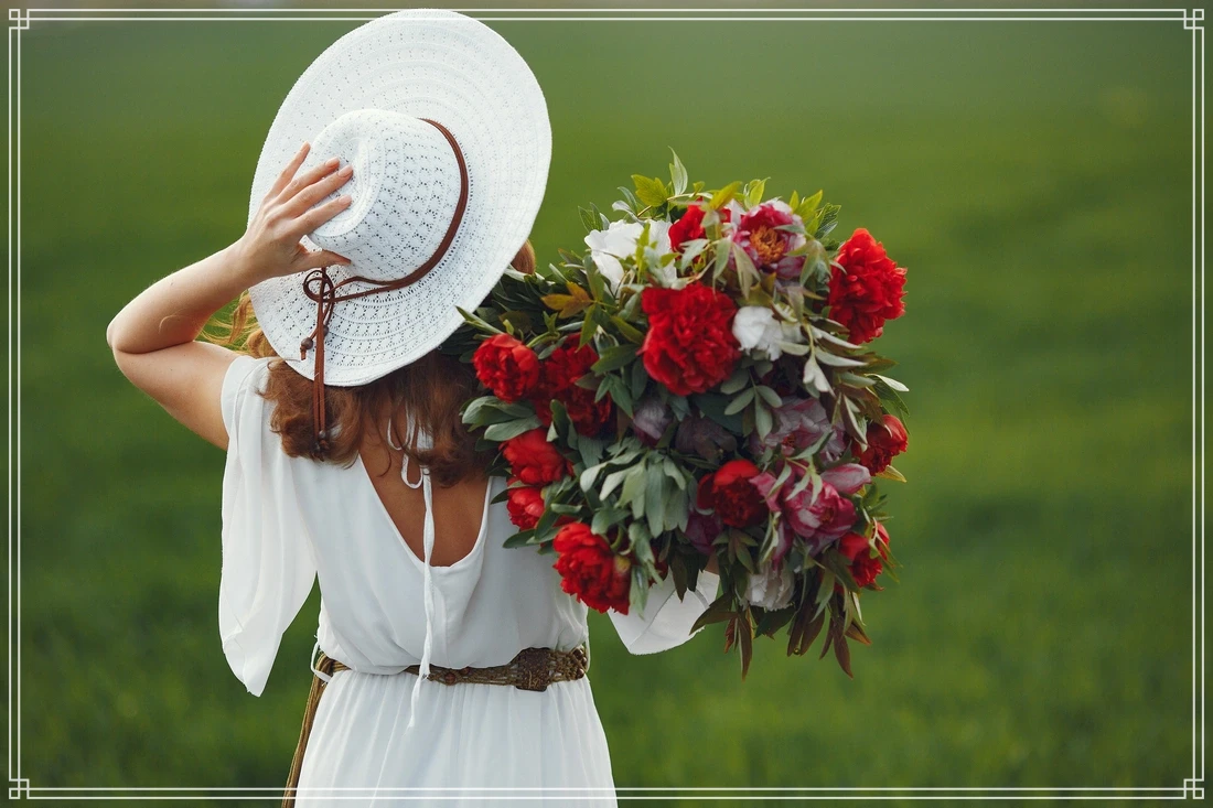 ژست عکاسی با گل و دسته گل