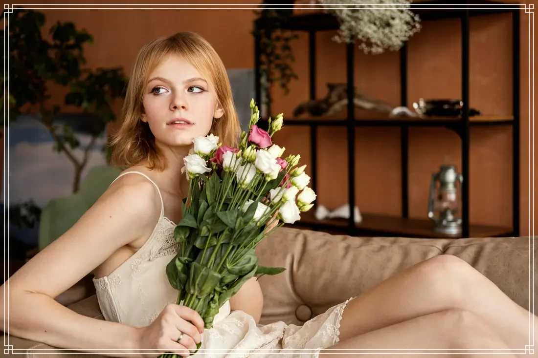 ژست عکاسی با گل و دسته گل