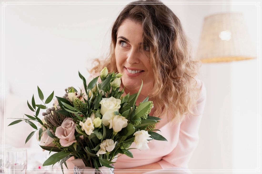 ایده عکس با دسته گل