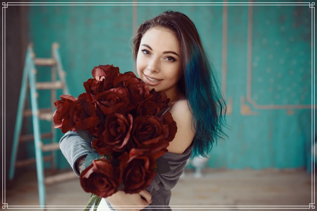 ژست عکاسی با گل و دسته گل