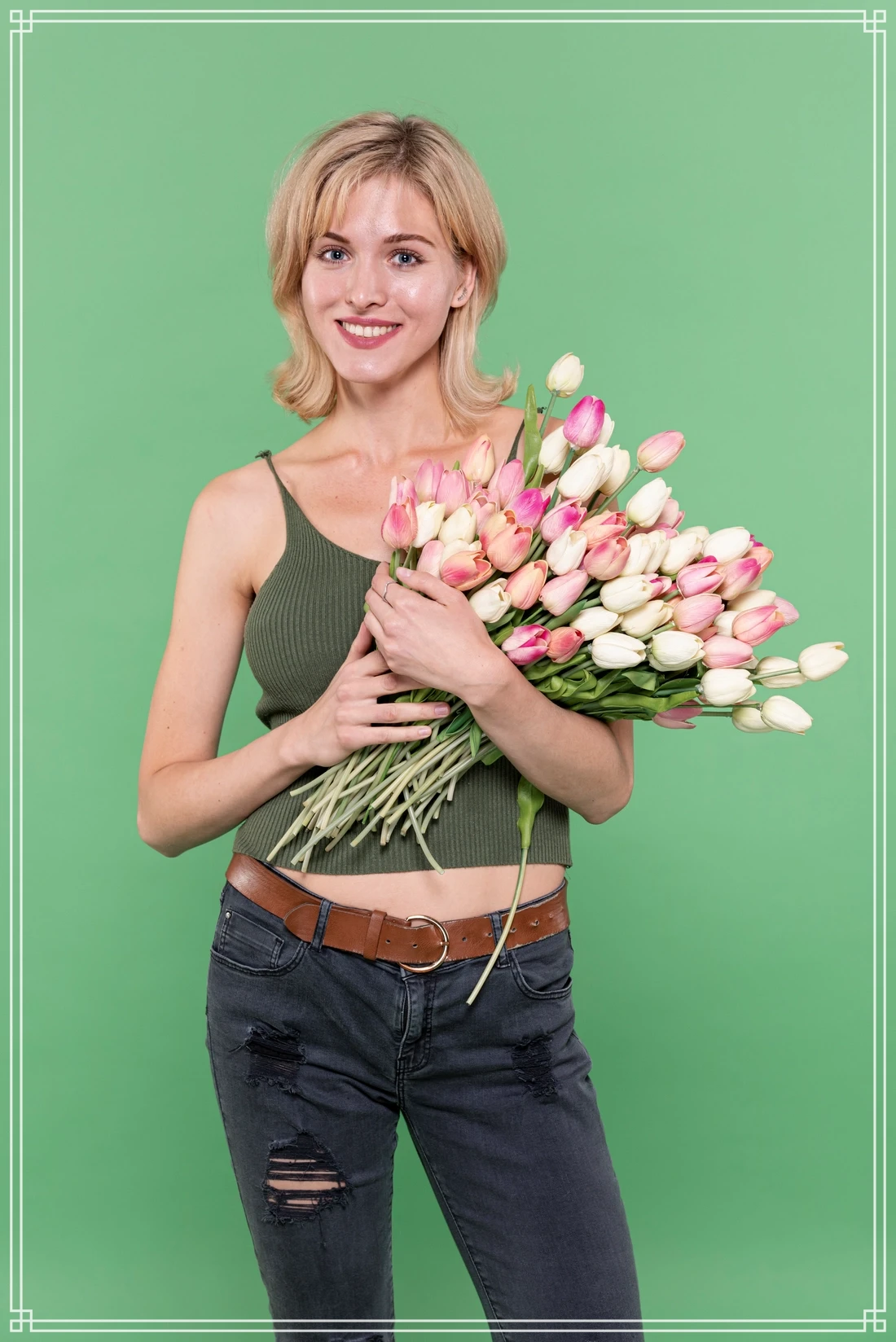 ژست عکاسی با گل و دسته گل